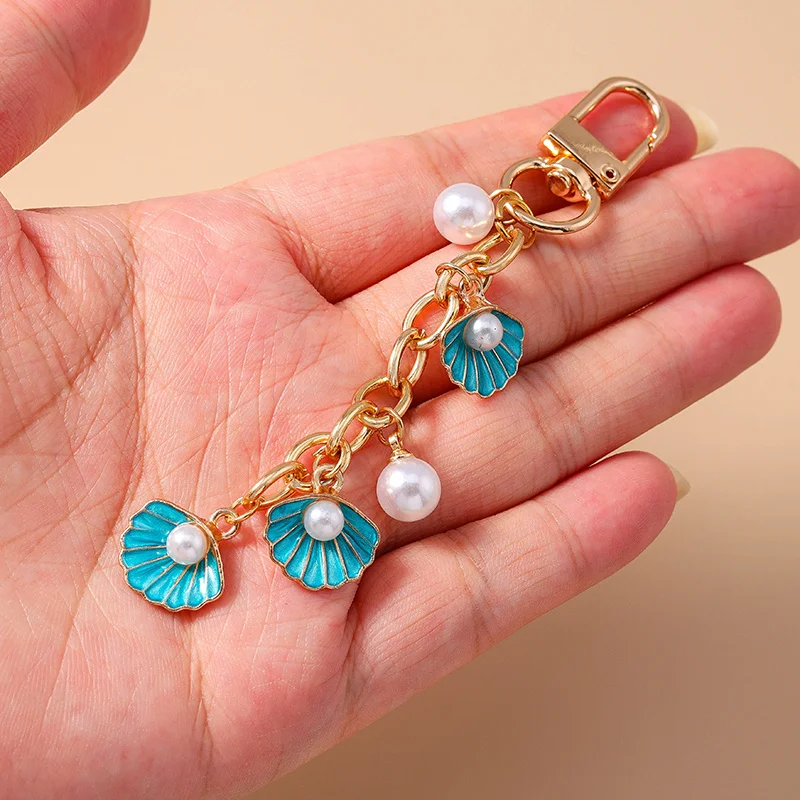 Aihua Niedlicher Schlüsselanhänger Y2K Sommer Strand Perle Muschel Schlüsselanhänger für Frauen Mädchen Handtasche Anhänger Schlüsselanhänger Ozean Urlaub Schmuck Geschenk – Detail 3