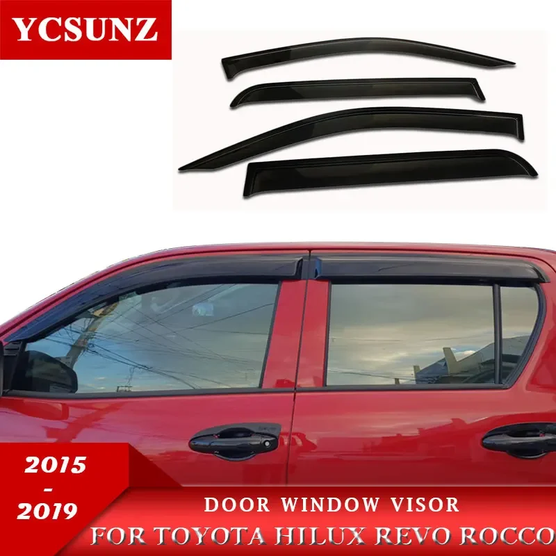 

Side Window Deflectors For Toyota Hilux Revo Rocco 2015 2016 2017 2018 2019 2020 2021 Window Visor Double Cabin Car Accessories