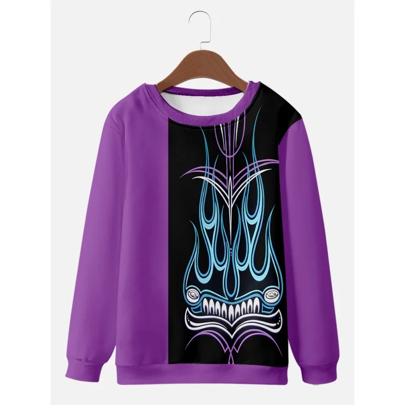 

3D Printed Colorful Geometry Sweatshirt For Men Color Block Pattern Hoodie Spring Street Long Sleeved O-Neck Loose Pullovers
