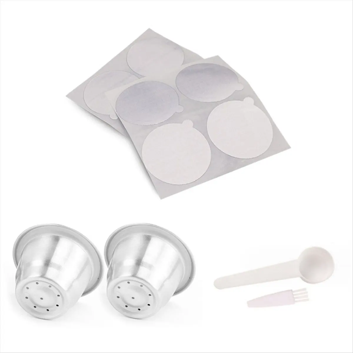 ABYA Reusable Espresso Capsules, Stainless Steel Refillable Espresso Pods with Aluminum Foils