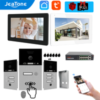 Jeatone WIFI Touch screen 7inch Video intercom for Home/Apartment 1/2/3F Wireless TUYA APP Doorphone With Fingerprint RFIC card