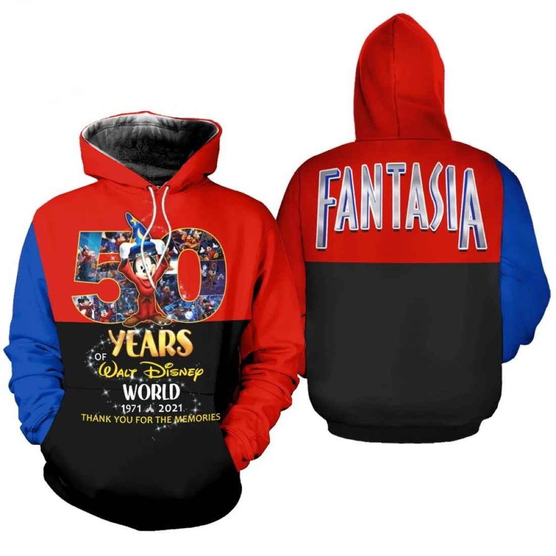 

Disney 3D Hoodie Mickey Fantasia 50th Anniversary Walt Disney World Hoodie