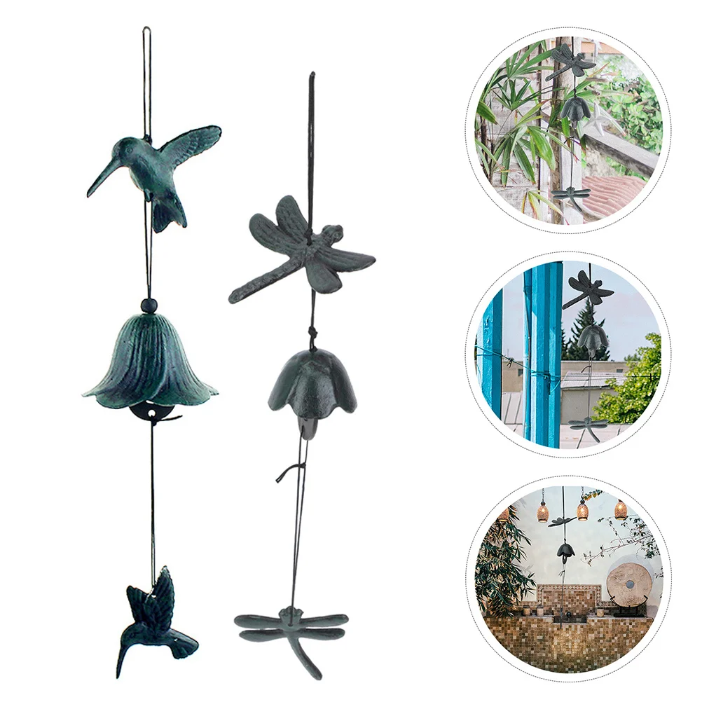 

2Pcs Japanese Iron Wind Chime Hanging Pendant Decorative Wind Bells for Garden Patio Balcony Home Wedding Hanging Decor
