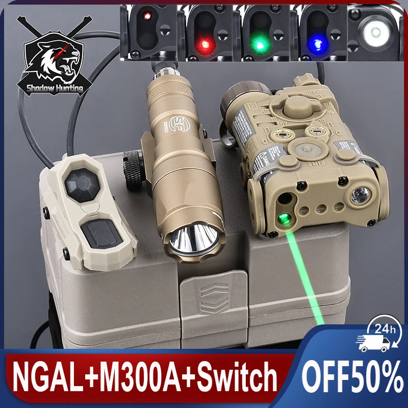 

Tactical WADSN NGAL Red Green Blue Dot IR Indicator Surefir M300A Hunting Scout Light With airsoft AXON Dual Control Switch Rail