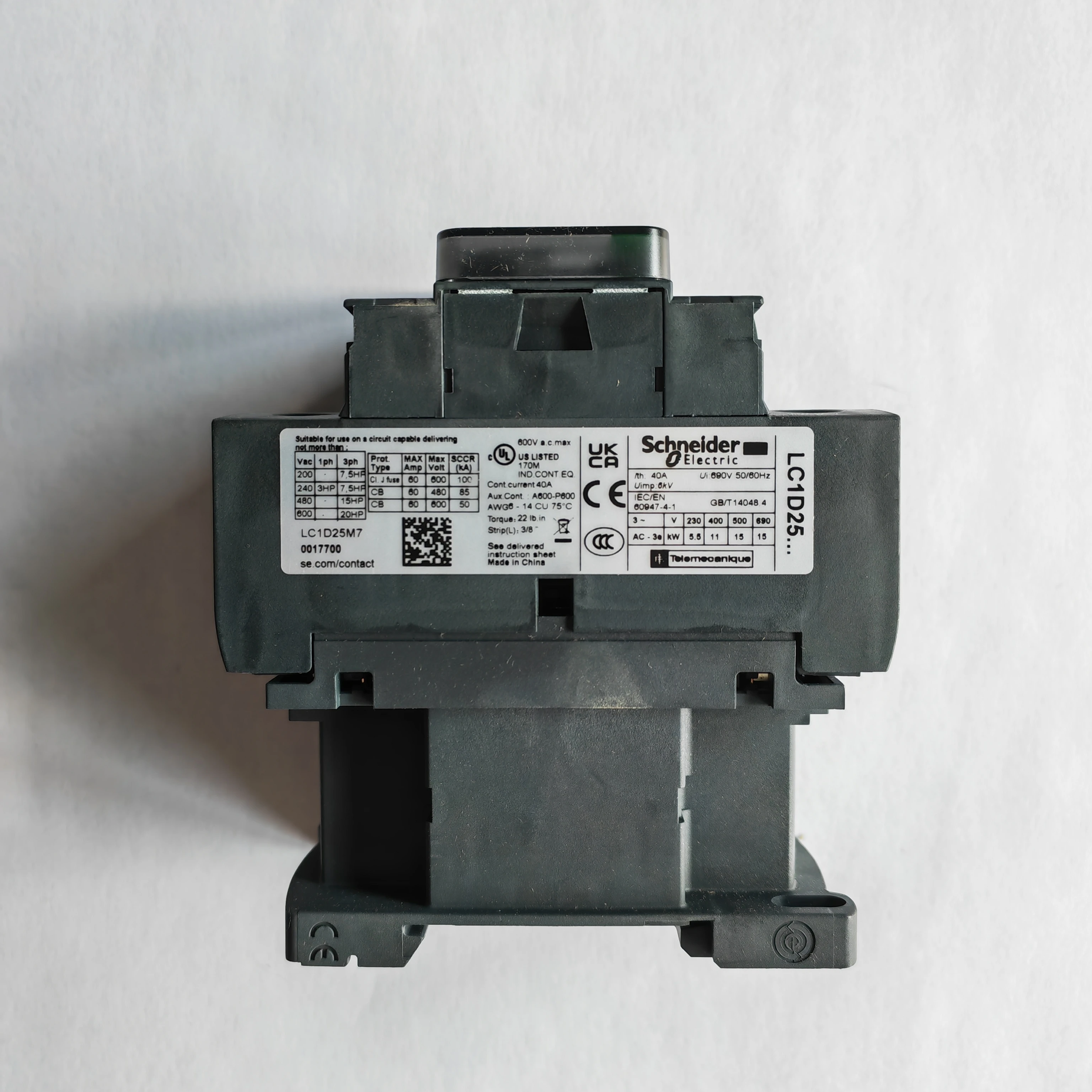 

Original Three-pole Contactor LC1D25M7 220V 50/60HZ 11KW 32A for Electronic Parts