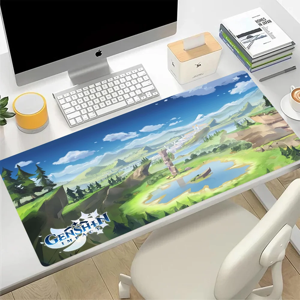 Genshin Impact Landscape Large Mouse Pad Gaming Mousepad PC Gamer Computer Office Mouse Mat XXL Laptop Keyboard Mat Desk Pad
