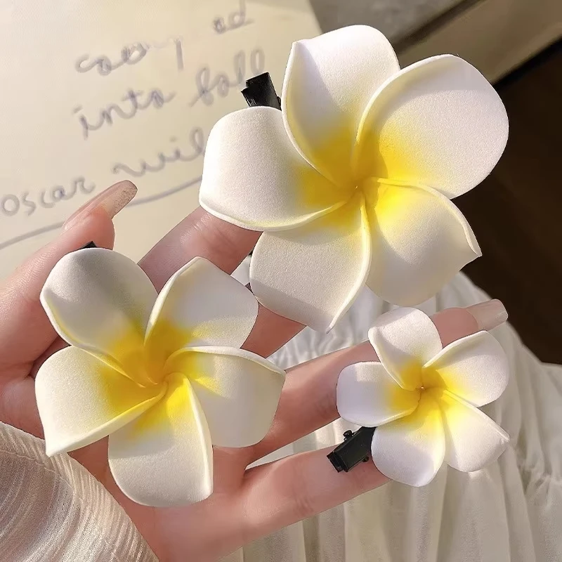 6pcs Plumeria Flower Hair Clips for Women Hairpins Girls Side Bangs Clips Flower Barrette Hawaiian Party Bag Hat Accessories image 6
