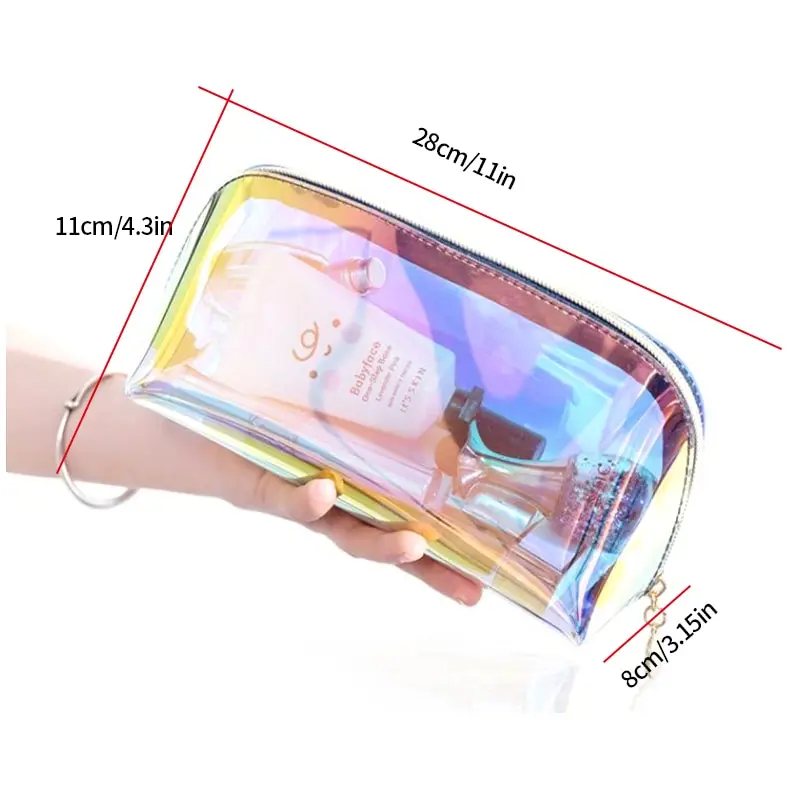 Pvc transparente saco de cosméticos feminino armazenamento de maquiagem organizador claro lavagem viagem portátil higiene pessoal multifuncional bolsa bolsa saco