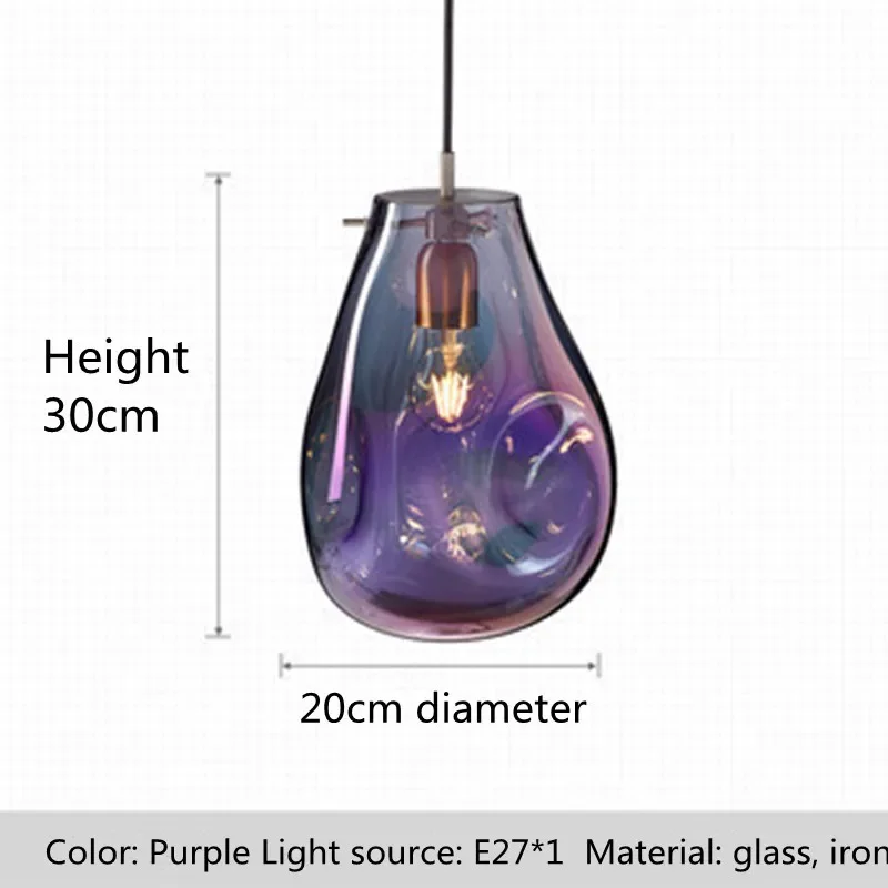 

Colored Glass Chandelier Nordic Personality Bedroom Bedside Lamp Simple Single Head Restaurant Bar Chandelier