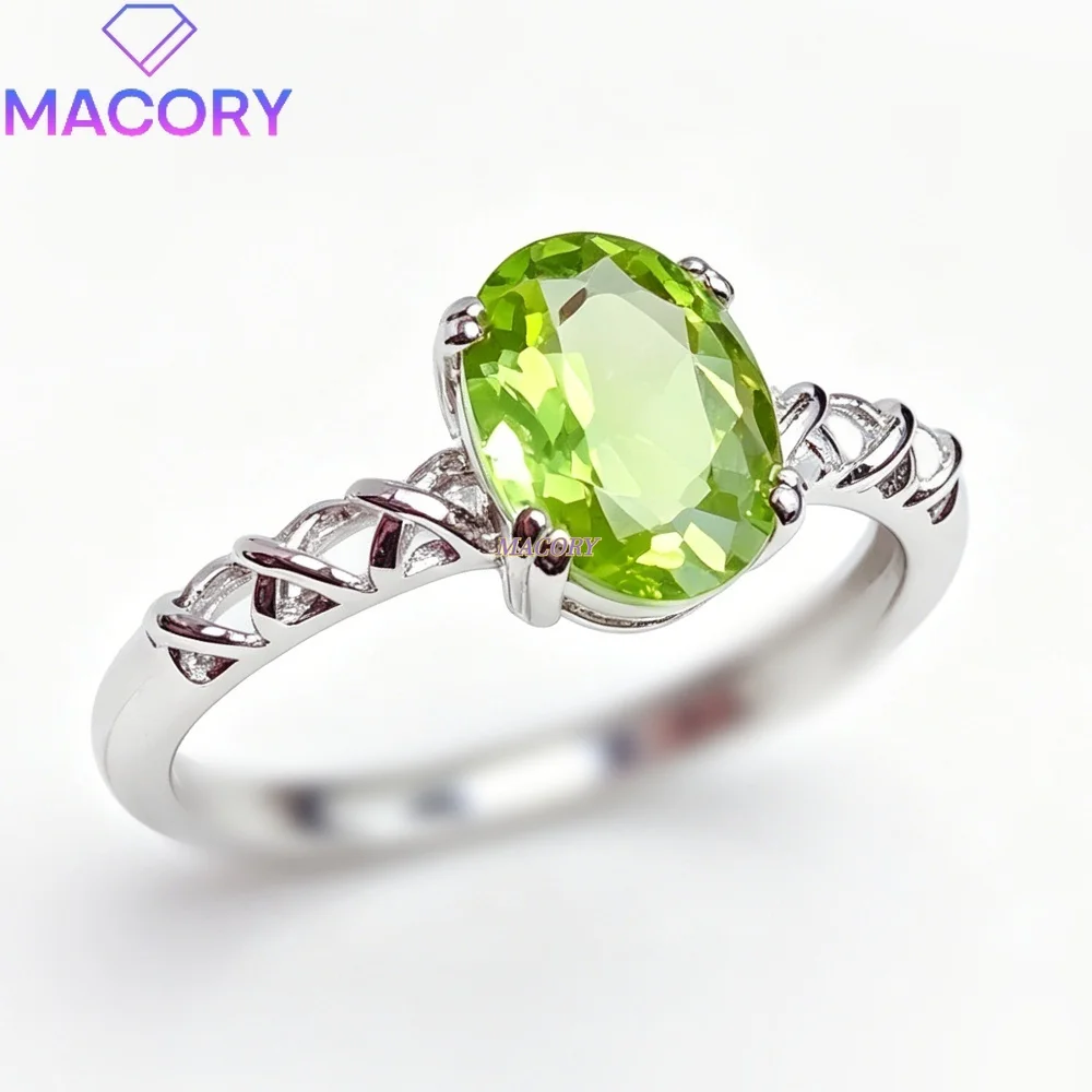 Natural Peridot Women's Ring 925 Sterling Silver Classic Everyday Elegant Fashion Valentine's Day Mother's Day Birthday Gift