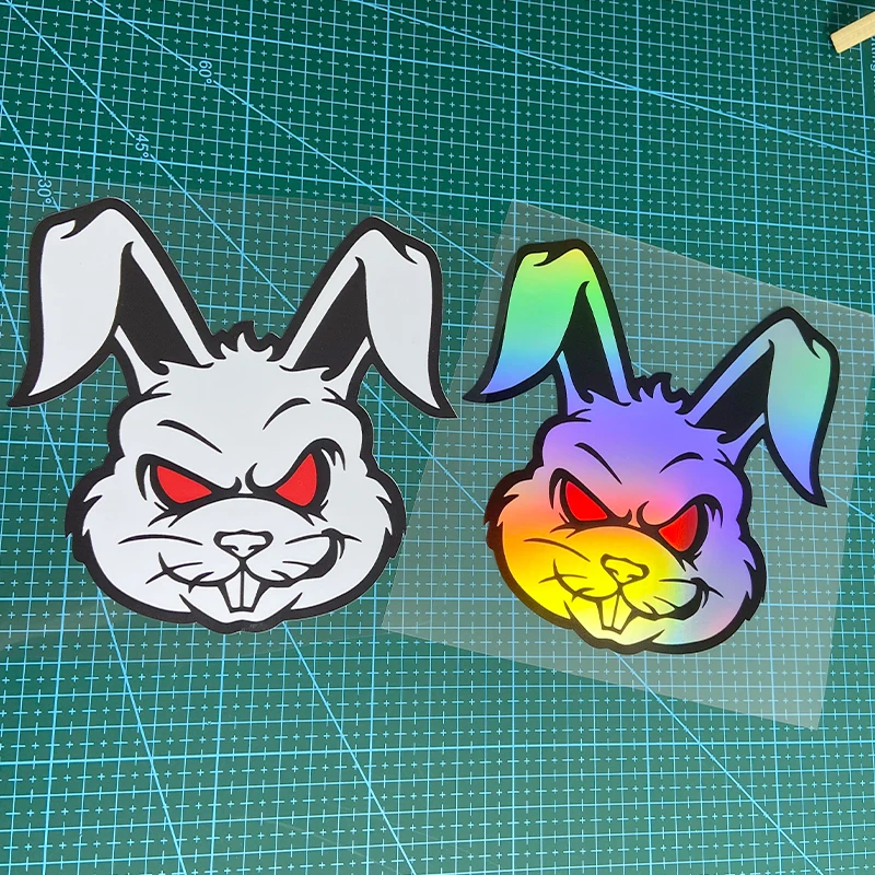 1PC Evil Rabbit Motorcycle Stickers Waterproof Scooter Windshield