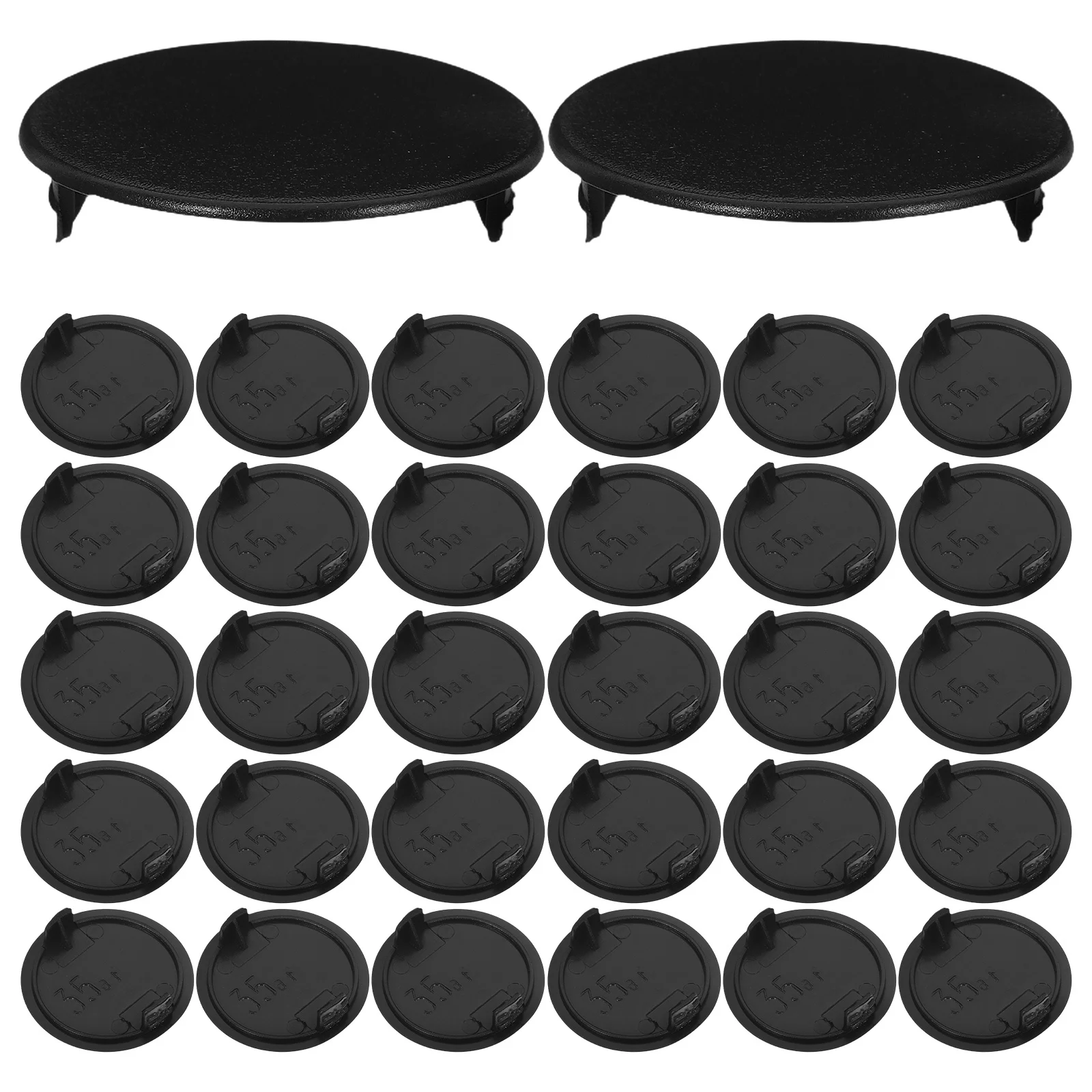 

50Pcs Furniture Hole Plugs Black Round Decorative Covers for Desks Cabinets Wardrobes Easy Installation Durable PP Material