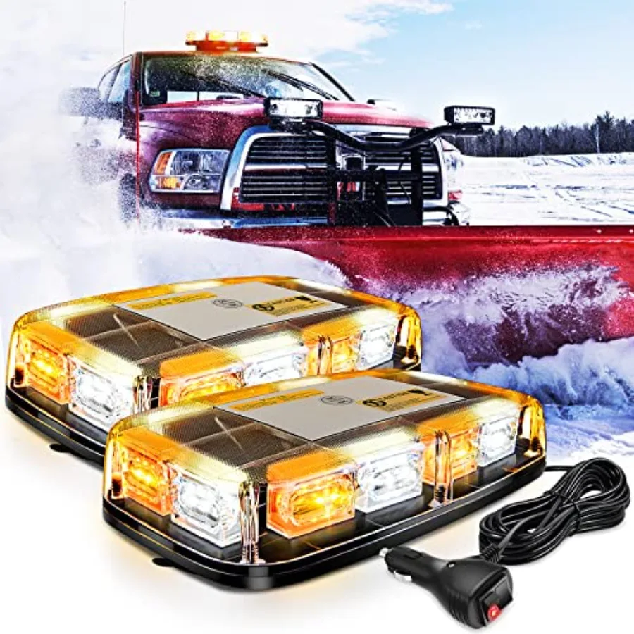 

2PCS 12 Inch Roof Top Strobe Lights 48LED Hazard Light Emergency Safety Warning LED Flashing Bar Magnetic Mount 12V 24V for Car