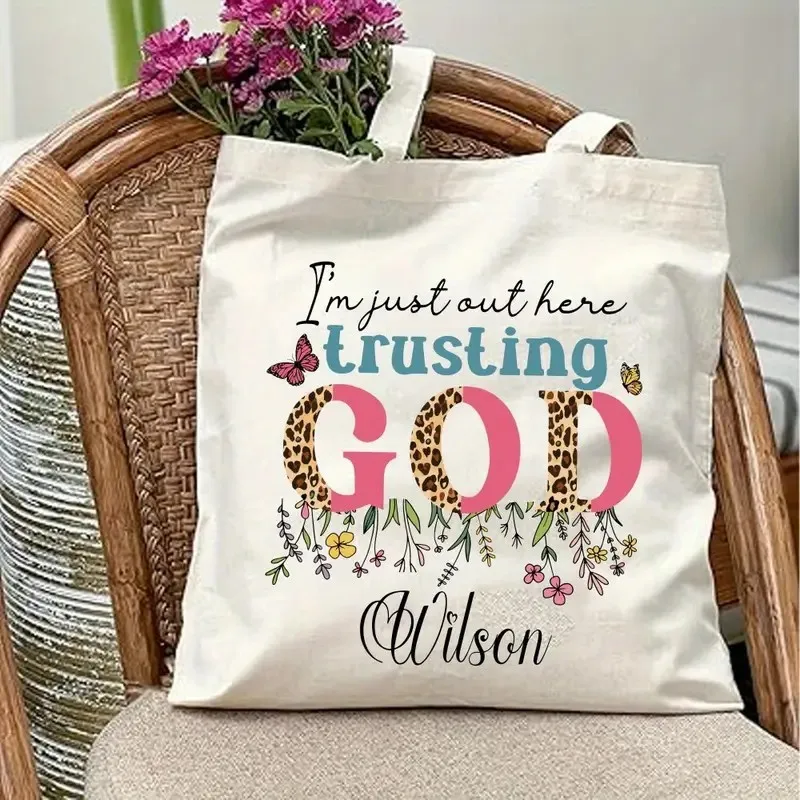 

God Is Good Canvas Tote Bag Bible Verse Print, Easy Clean, Gift for Christianity Believers Christian Shoulder Bag,