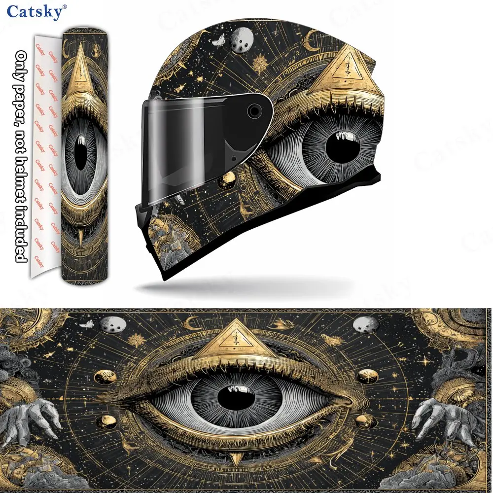 Mysterious All-seeing Eye Print Helmet stickers , PVC Material Multifunctional Helmet Stickers, Scratch-Resistant & Fade-Proof,