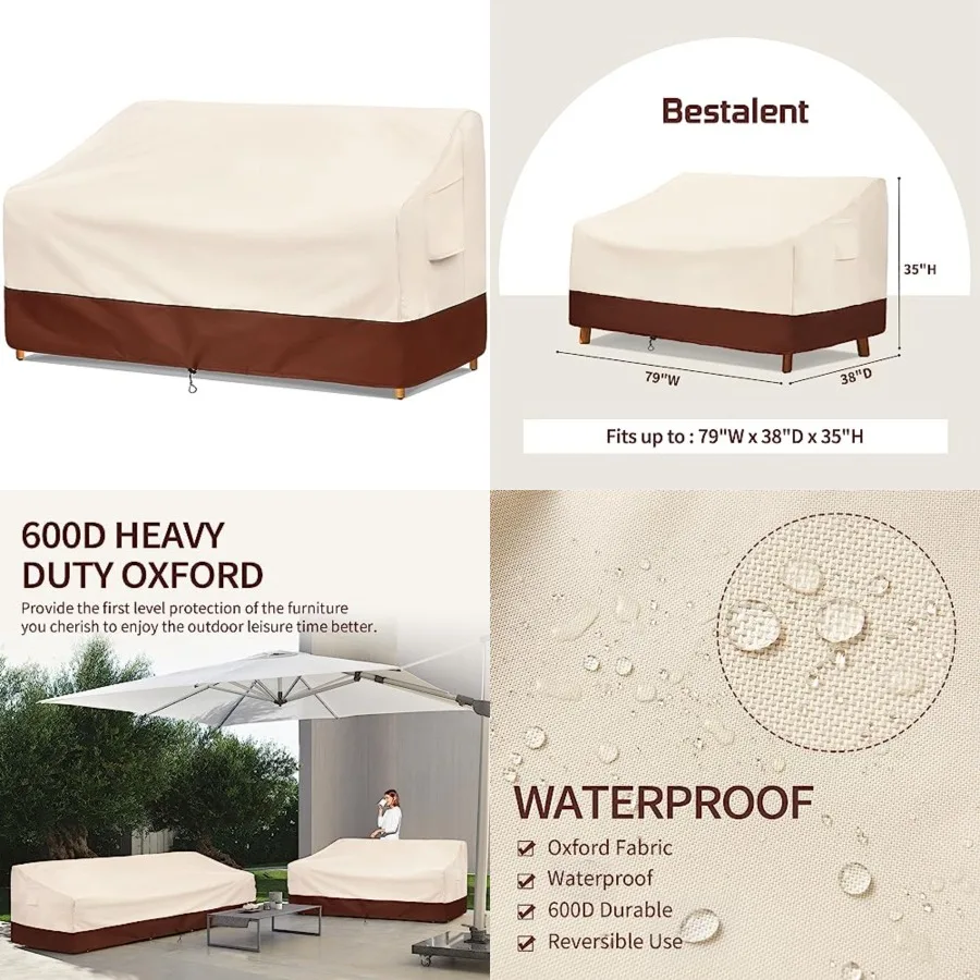 

Patio Furniture Sofa Covers Waterproof, 3-Seater Outdoor Sofa Covers Fits up to 79W x 38D x 35H Inch