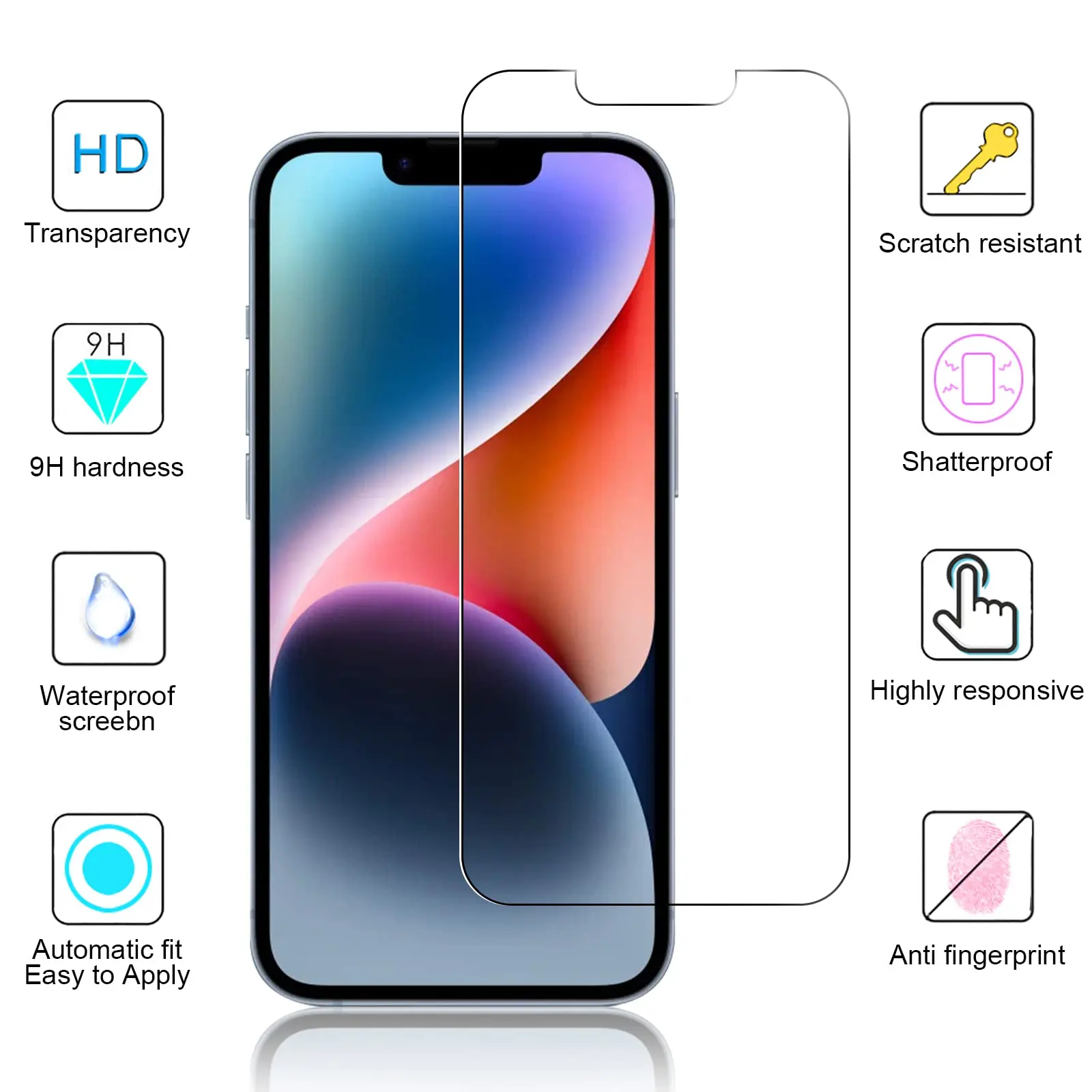 Película de vidrio HD para Apple IPhone 14 Pro Max, Protector de pantalla de vidrio templado para iphone 14 13 12 11, película de protección a prueba de Peep-proof