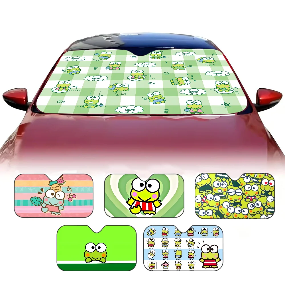 K-keroppiS Parasol de Parabrisas de rana para sedanes, Parasol de coche mejorado de 1,2 "X 27,5" para Protector de visera de parabrisas delantero