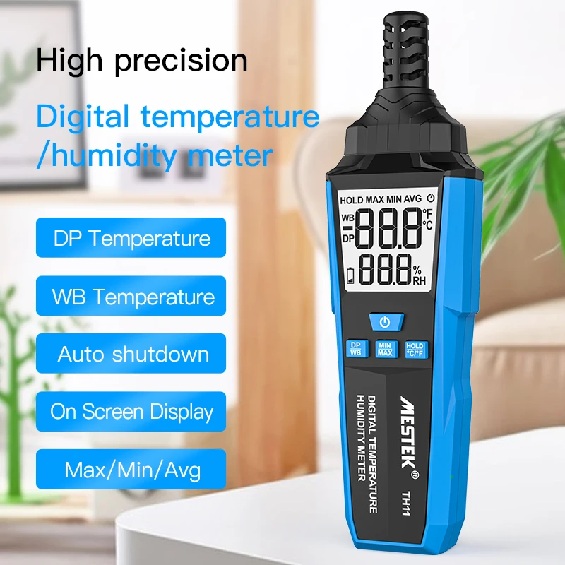 

MESTEK Digital Weather Station Indoor Outdoor LCD Thermometer Hygrometer Wet Bulb Dew Point Temperature Monitor Sensor Data Lock