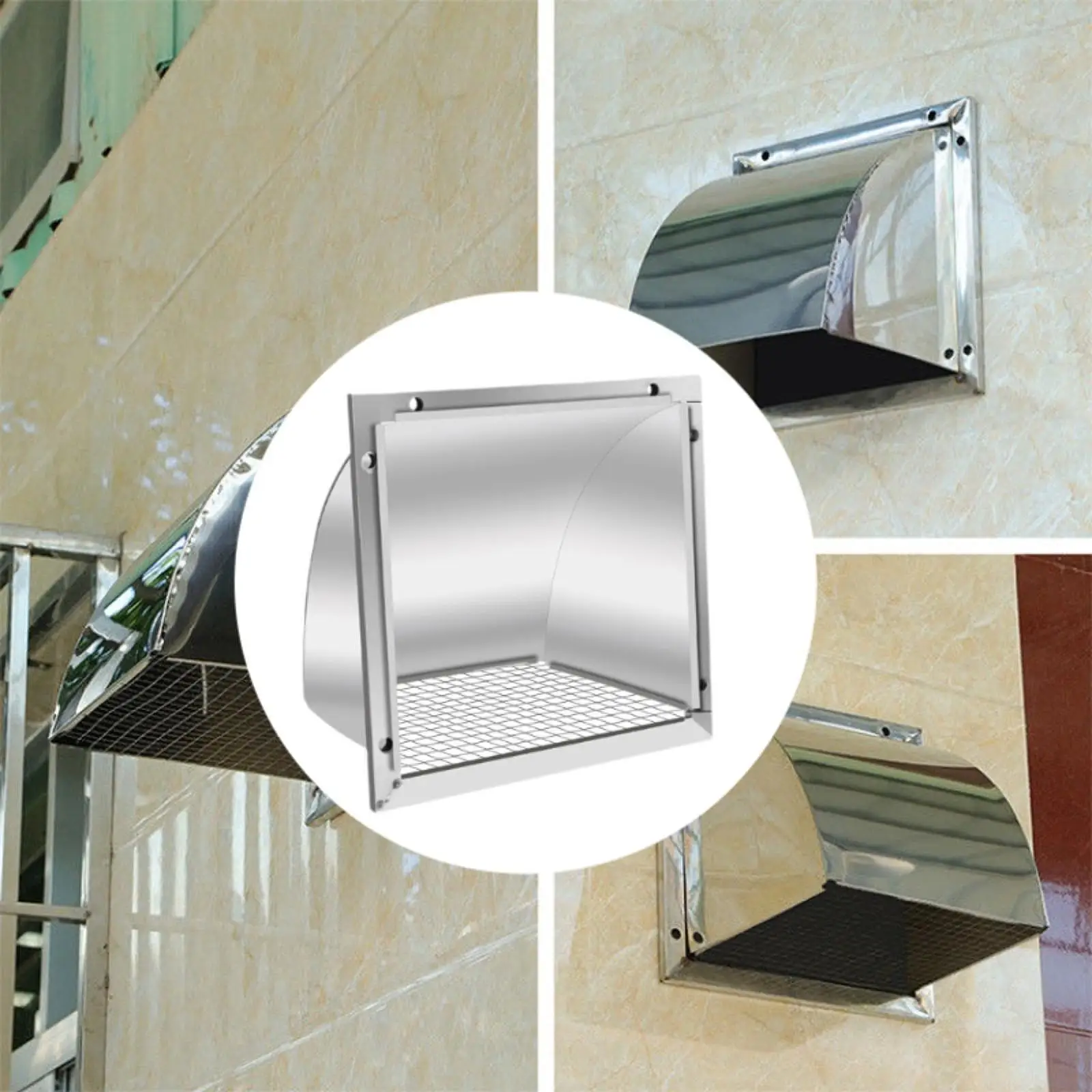 Outdoor Wall Vent Cover Exhaust Dryer Hooded Cap with Backdraft Damper for Kitchen Range Hood
