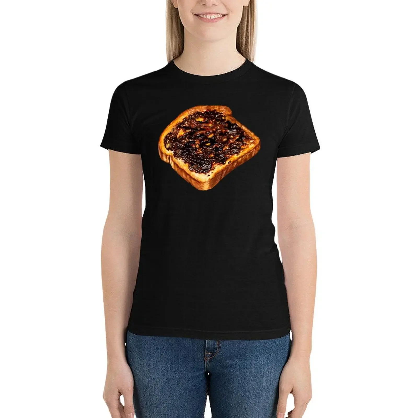 Camiseta con patrón de tostada Vegemite para mujer, camisetas lindas, ropa estética, camisetas de entrenamiento