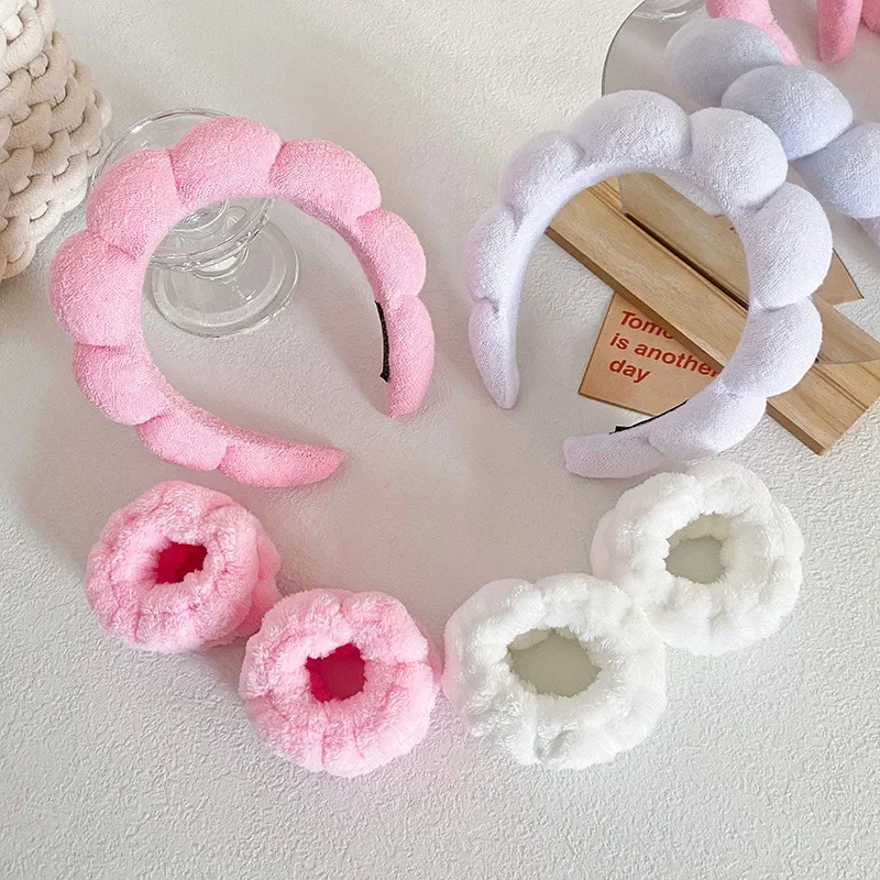 3Pc/lot Washing Face Microfiber Makeup Towel Hair Bands Headband Wristband Set for Washband Scrunchies Absorbent Wrist Sweatband