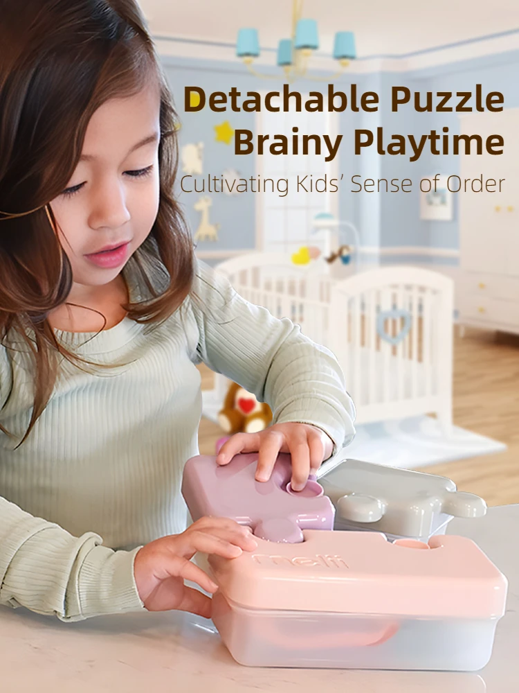 Melii Puzzle Container Fruit Lunch Box Picnic Box Storing Fruits Snacks Portable Detachable Babies Kids Separated for Organizing