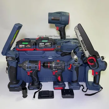 Brushless Lithium 6pcs Multi-purpose Combo Kit 6-in-1 Brushless Dril, Impact Wrench, Circular Saw, Blower, Work Light, Shears
