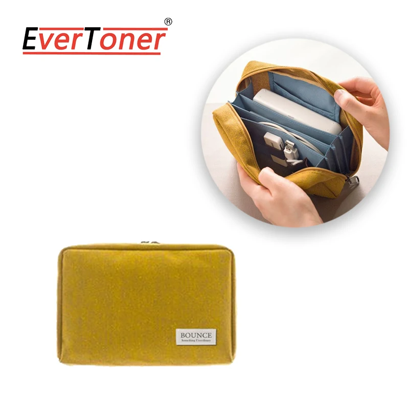 EverToner Thick Nylon Cloth Storage Bag Cosmetic Bag Charger Storage USB Cable Case Travel Organizer Bag Makeup Bag