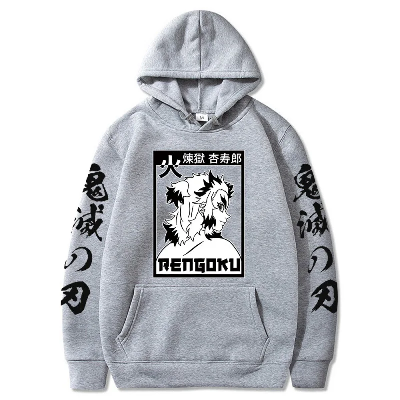 Demon Slayer Hoodies Anime Kyojuro Rengoku Hoodie Print Hoodie Pullovers Casual Fashion Unisex Kimetsu No Yaiba Sweatshirts