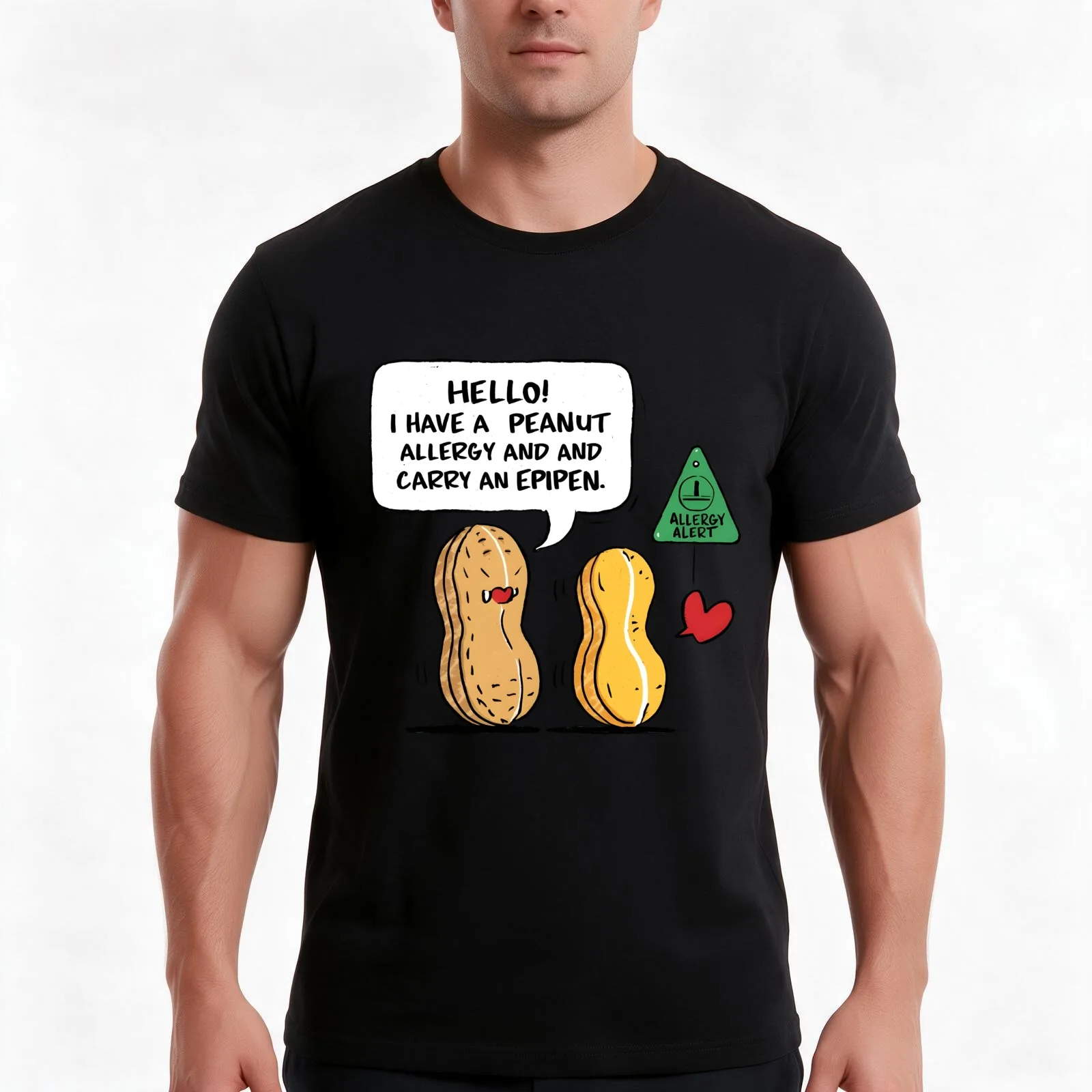 Peanut Allergy Epipen Awareness T-Shirt Summer Casual Cotton Tee Oversized Streetwear Tops Vintage Graphic Print 100% Cotton