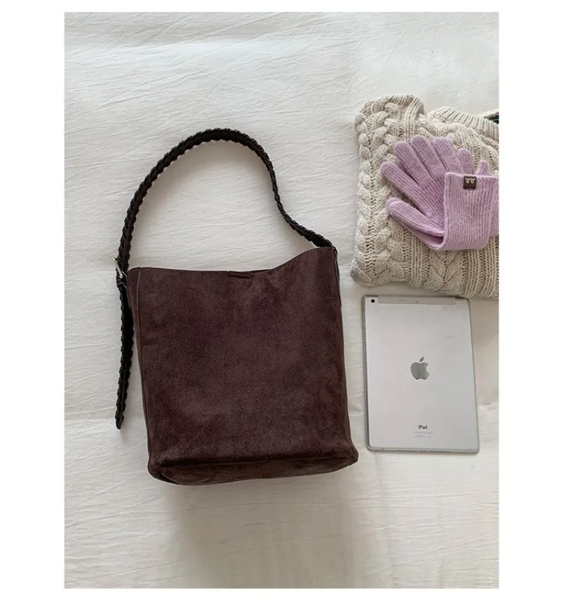 Mehrfarbige Wildleder-Schultertasche mit Verstellbarem Riemen, Lässiger Stil für Tägliches Einkaufen, Verabredungen, Pendeln und Kurzreisen – Detail 31