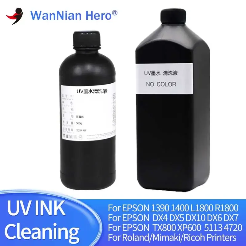 

500ML UV Cleaning Liquid For Epson Roland Mimaki Ricoh Konica UV Modified Printer Cleaning Fluid UV Printhead Cleaning Solution