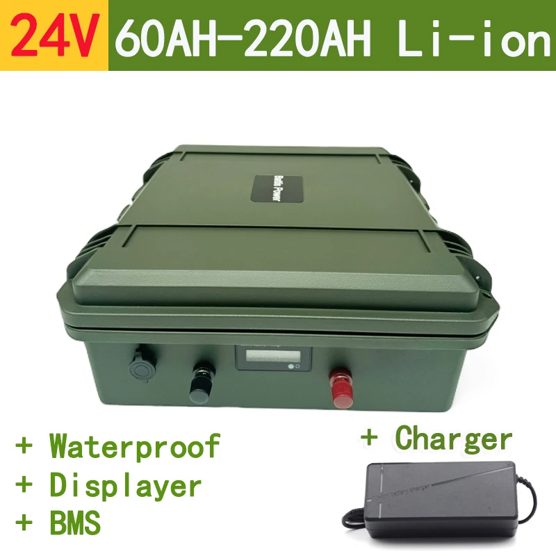 24V 60Ah 80Ah 100Ah 120Ah 150Ah 180Ah 200Ah 220Ah Lithium Li-ion Battery BMS 7S for Trolling Motor Boat Propeller RV Marine