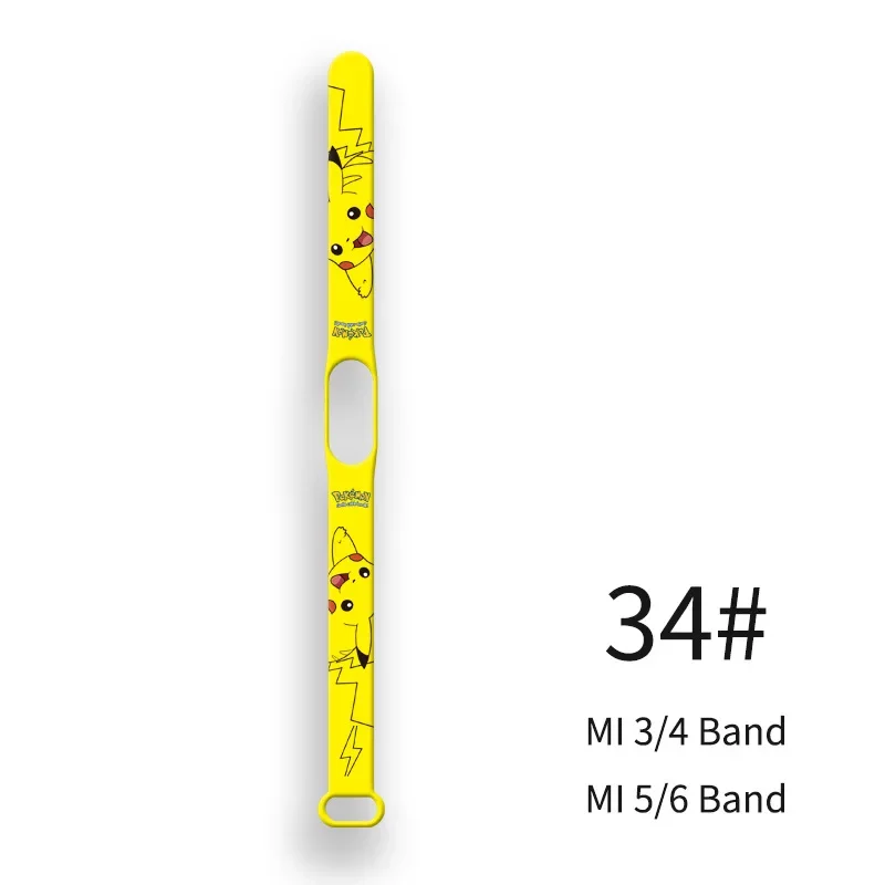 Pokemon Pikachu Strap for Xiaomi Mi Band 3/4/5/6/7 Creative Cute Watch Strap Replacement Cartoon Print One Ring Wristband Gift