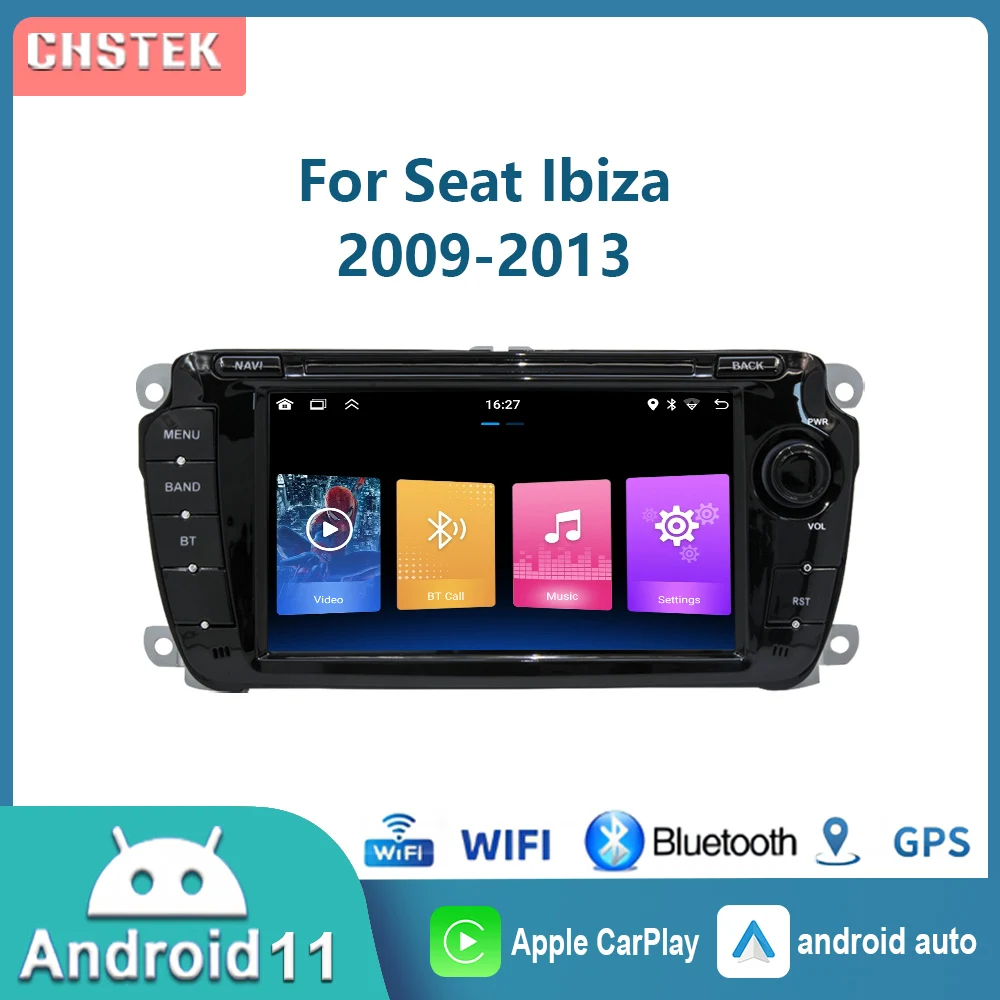 CHSTEK راديو السيارة أندرويد 11 لمقعد إيبيزا 2009 2010 2011 2012 2013 الملاح بلوتوث Carplay واي فاي لاعب الوسائط المتعددة لتحديد المواقع RDS