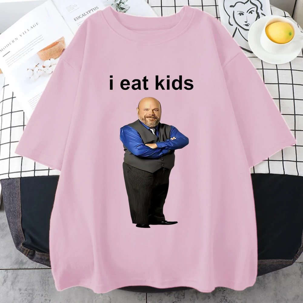 Bertram Eats I Eat Kids print T shirt Men Women funny High Quality t-shirt harajuku Loose Pure Unisex O-Neck clothing