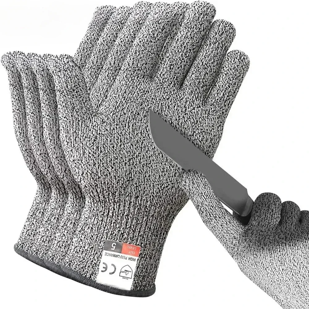

Level 5 Safety Cut-Resistant Gloves Anti Cut Proof Grey Anti-Cut Level Work Garden Butcher Gardening Handguard Kitchen Tool