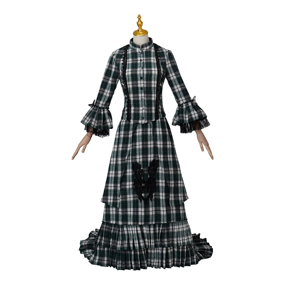 

Medieval Civil War Era Dickens Ball Gown Women's Victorian Plaid Southern Belle Dress Theme Party Outfits Theater Costume