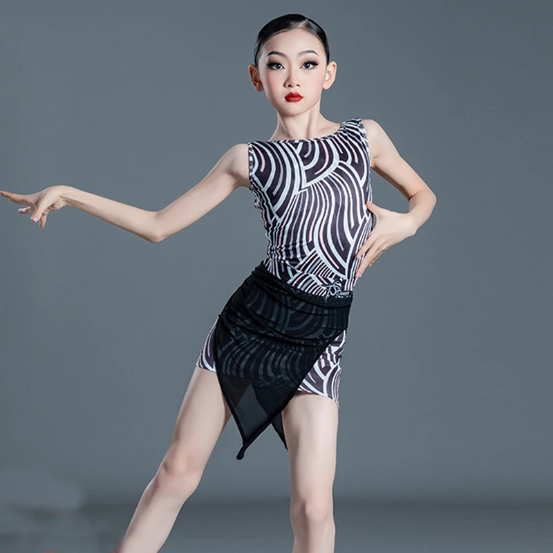 

Latin Dance Dress For Girls Sleeveless Top Skirts Kids Dresses For Dancing Costume Stage Performance Clothes Dancewear SL6478