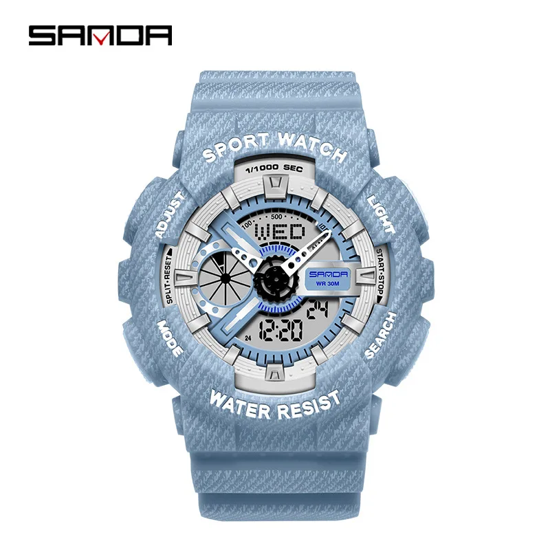 

SANDA 292L Outdoor Sport White Digital Watch Women Alarm Clock 3Bar Waterproof Shock Military Watches LED Display Shock Watch