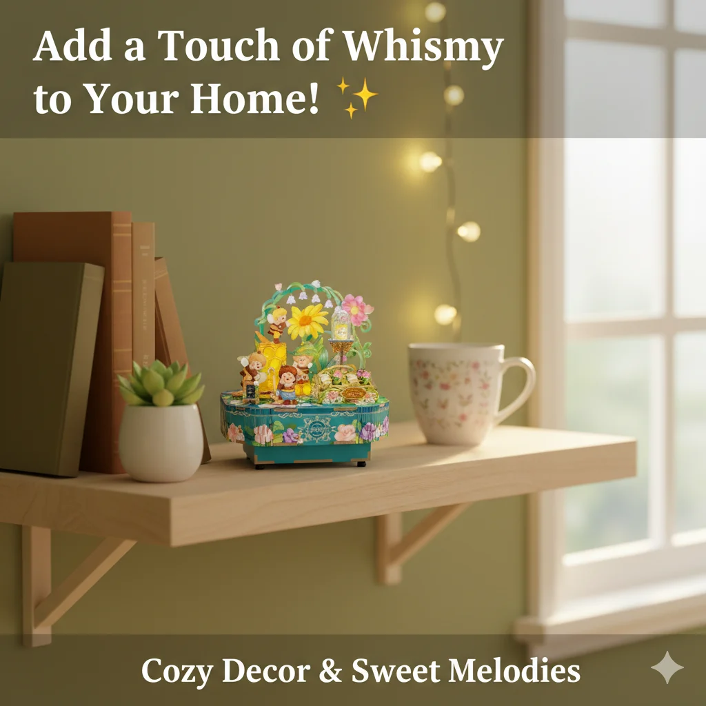 

DIY Music Box Lily Of The Valley Theme 3D Wooden Puzzle Kit Mechanical Wind Up Craft Gift For Children Girls Room Decor