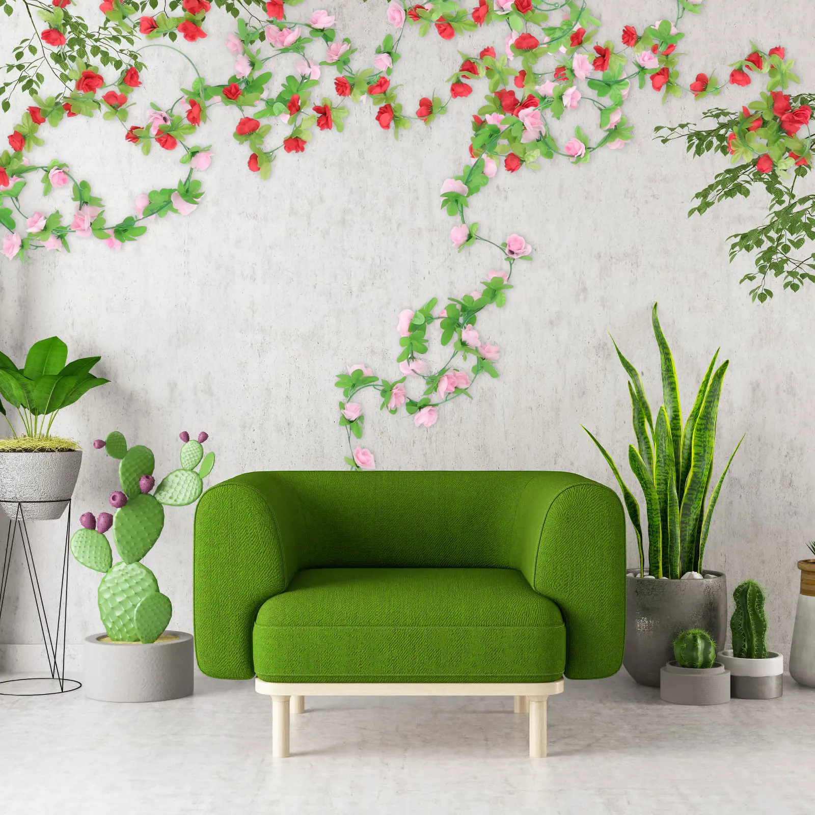 

4 Pcs Simulated Rose Plant Vine Decorations Stylish Rattan Party Hanging Festival WeddingRose String Decorations