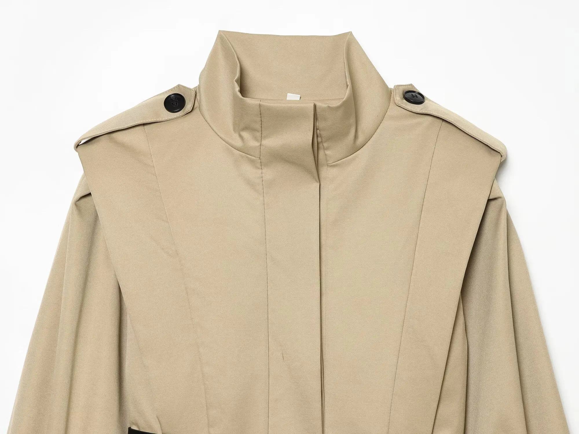 KONDALA Women Fall Commute Belt Short Trench Coat Casual Epaulettes Slim Stand-up Jackets 2026 Trendy Street Style Trench Jacket