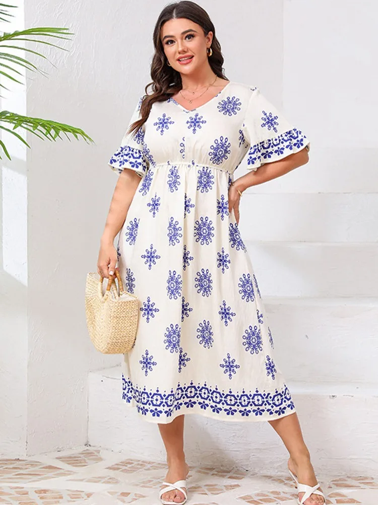 

XL-4XL Plus Size Clothes Dresses Women Robes Summer Short Sleeve Street Style Casual 3XL 4XL Big Size Midi Dress Oversize