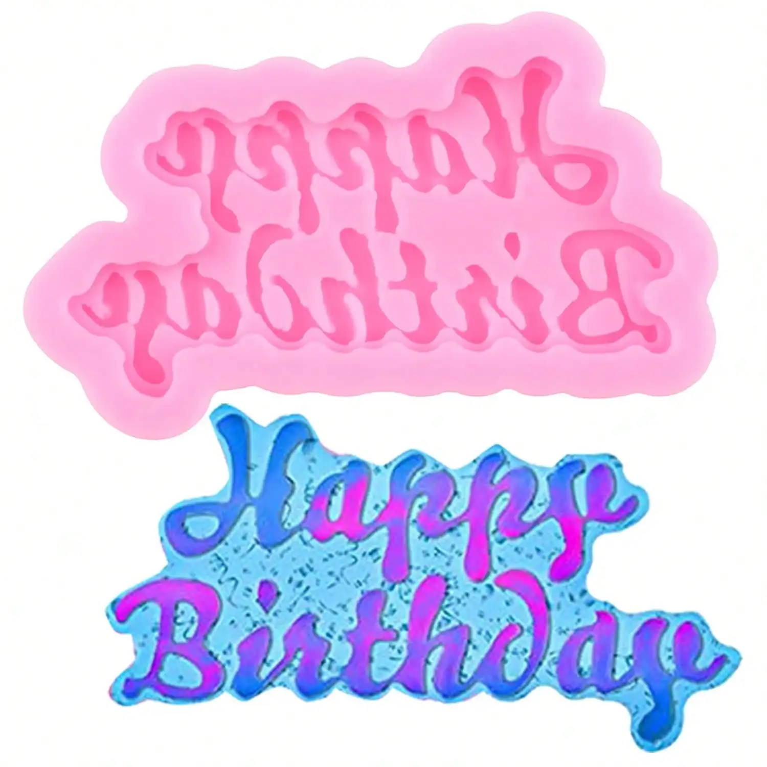 Happy Birthday Silicone Molds Birthday Alphabet Fondant Silicone Mold Letters Chocolate Molds for Cake Decorating Cupcake Topper