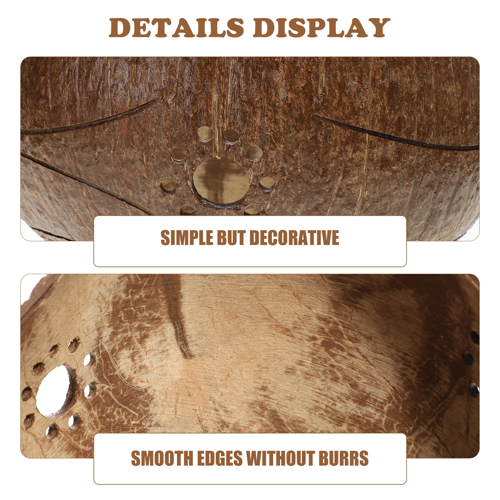 

Coconut Shell Bowl Natural Rice Bowls Tableware Safe Healthy Salad Fruit Vegetable Snack Dessert Container Decorative