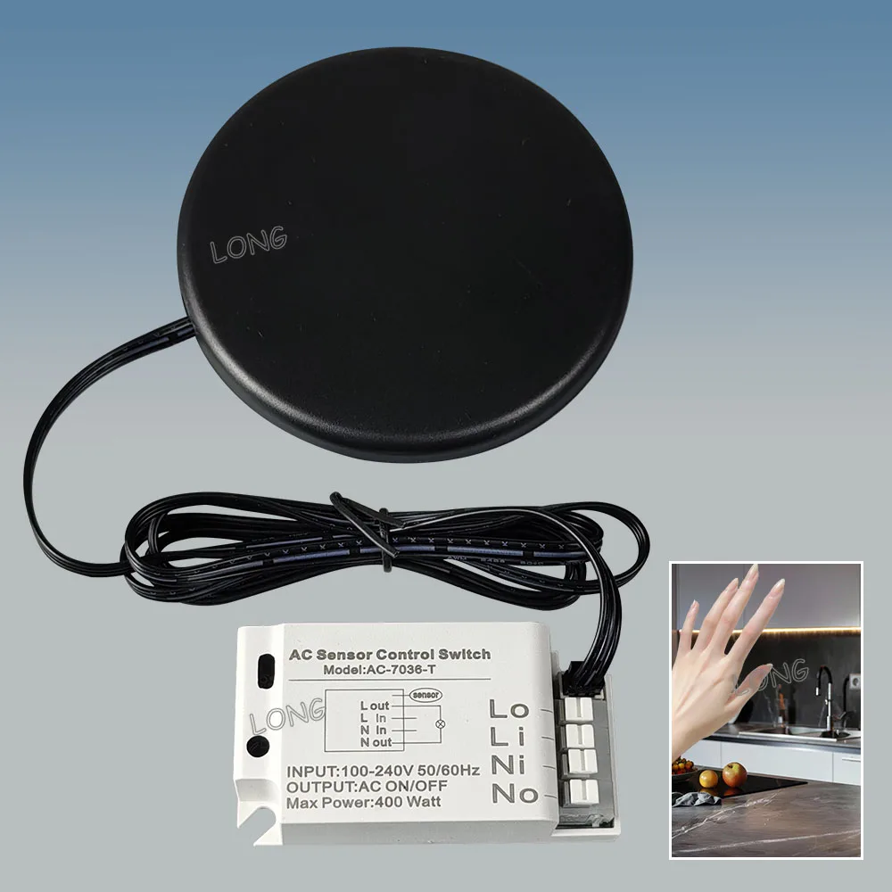 

Сенсорный выключатель скрытого монтажа, проникающий в дерево на 5 см, 400 Вт, AC110-220V, для подсветки шкафов, вентиляторов, приборов, невидимый датчик, выключатель ON/OFF