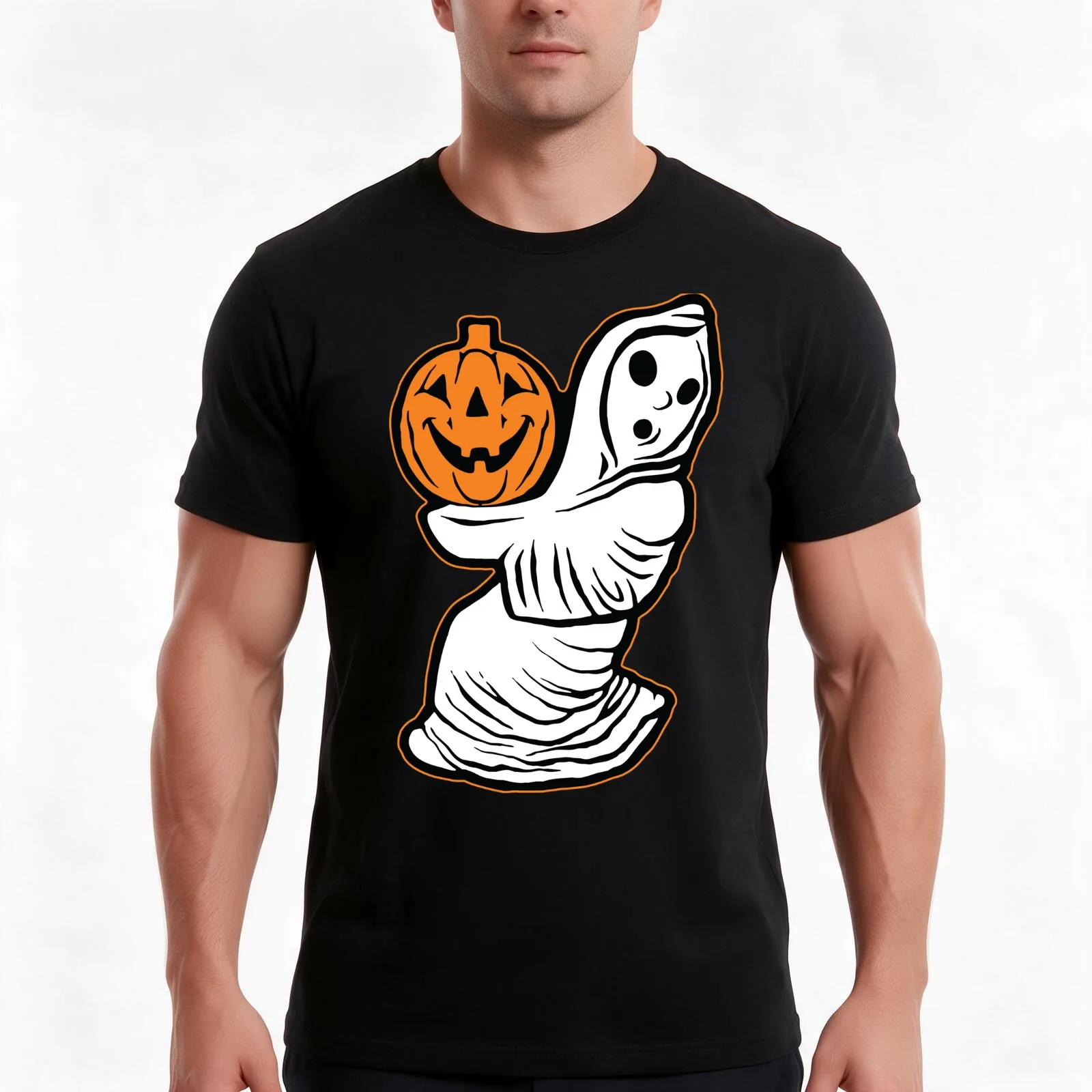 The Boo Crew Classic Halloween Blowmold T-Shirt, Summer Casual Cotton Tee, Oversized Streetwear Tops, Vintage Graphic Print