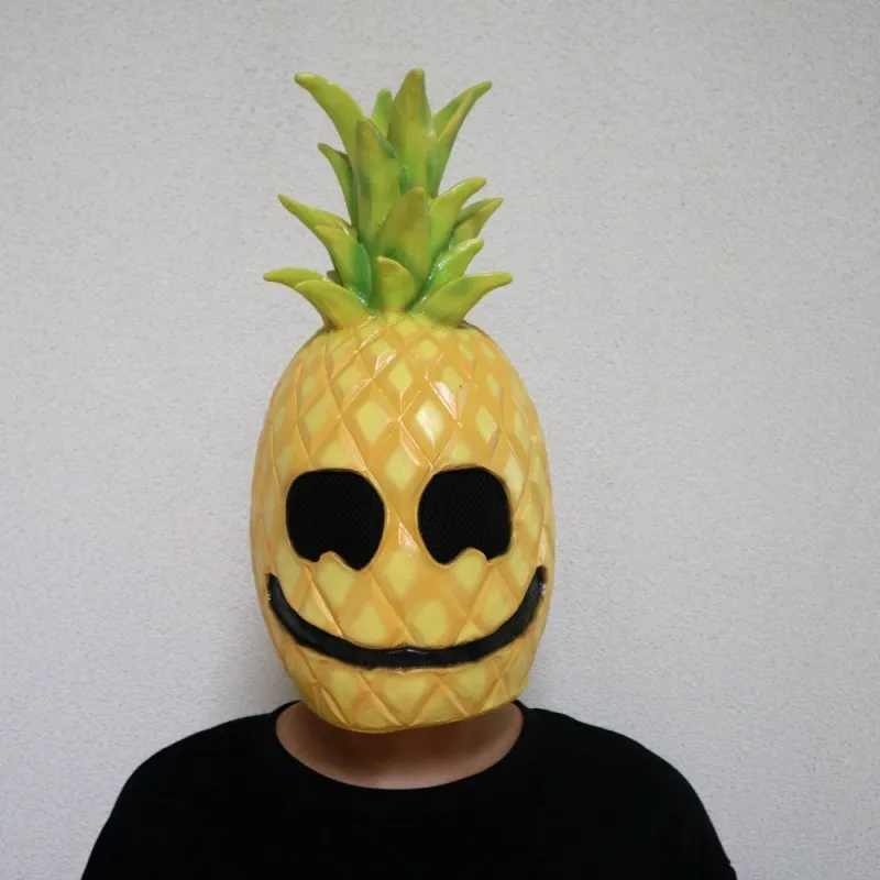 

Anime Game Fruit Ninja Latex Mask Cosplay Pineapple Durian Grape Pitaya Pineapple Helmet Halloween Masquerade Party Costume Prop